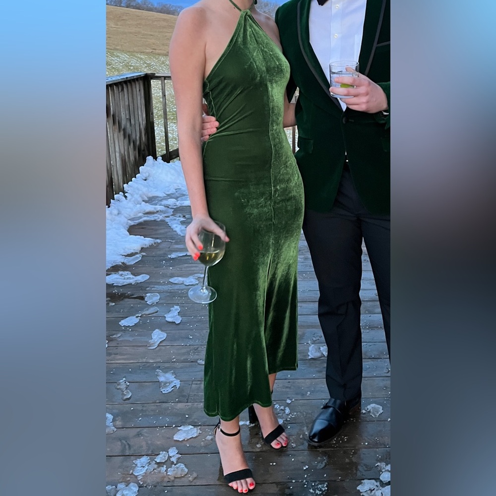 Reformation Nyla Dress Velvet Dress // Green // Size S